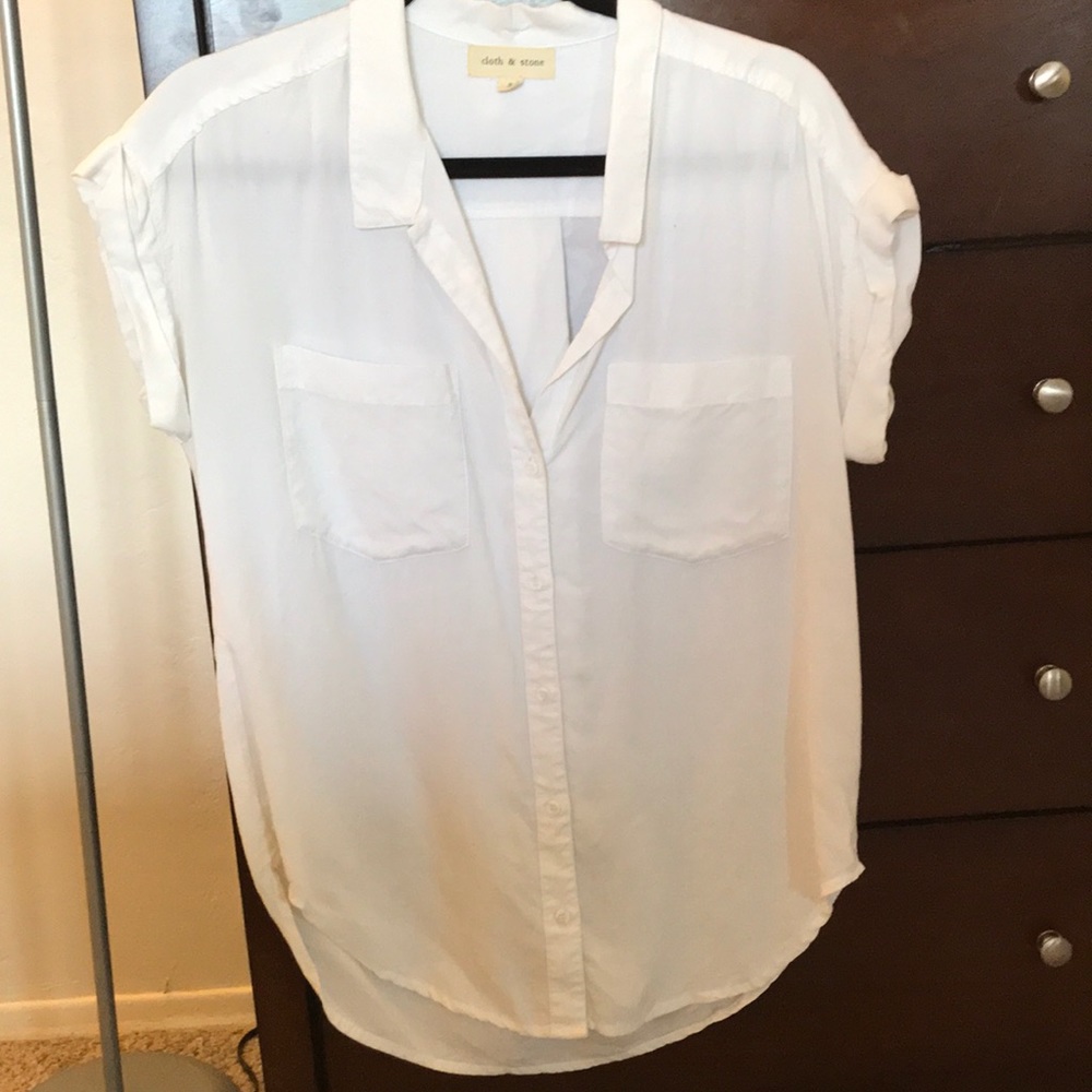 White button down tee